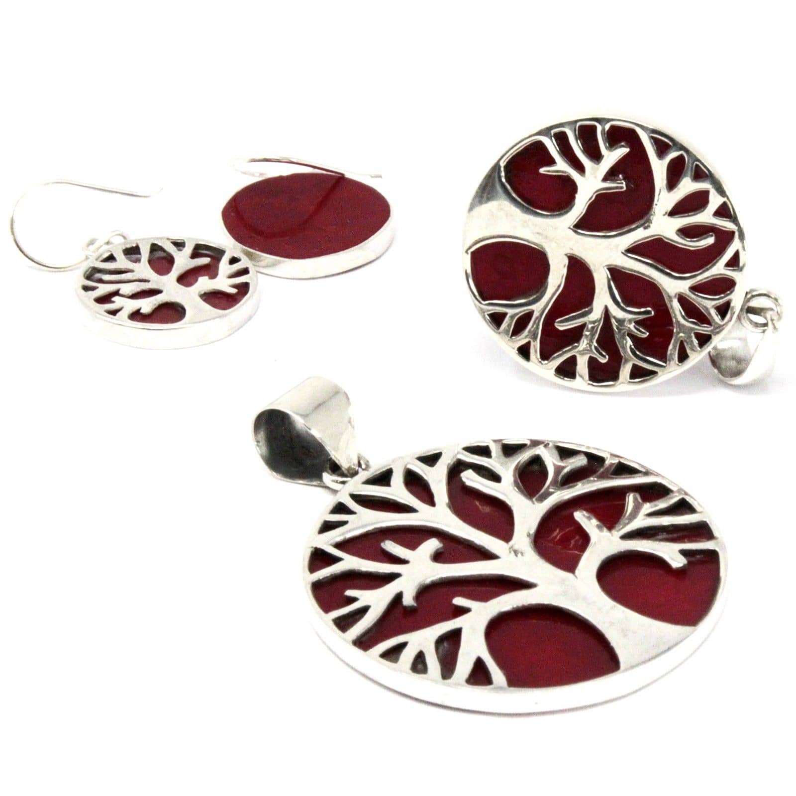 Tree of Life pendant shown on a chain for scale