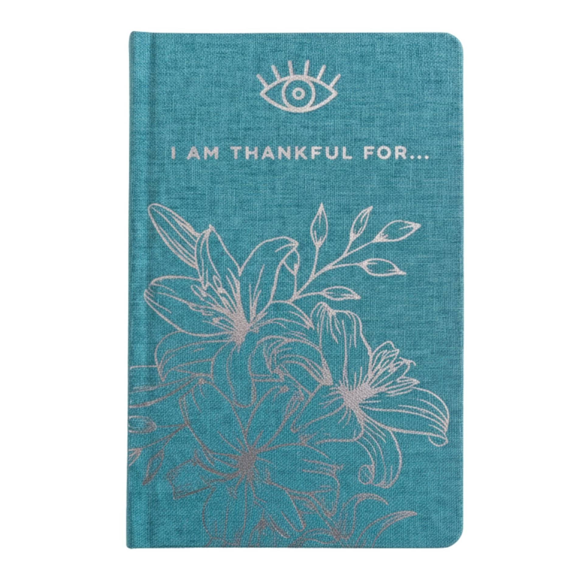 Blue gratitude journal with silver floral cover