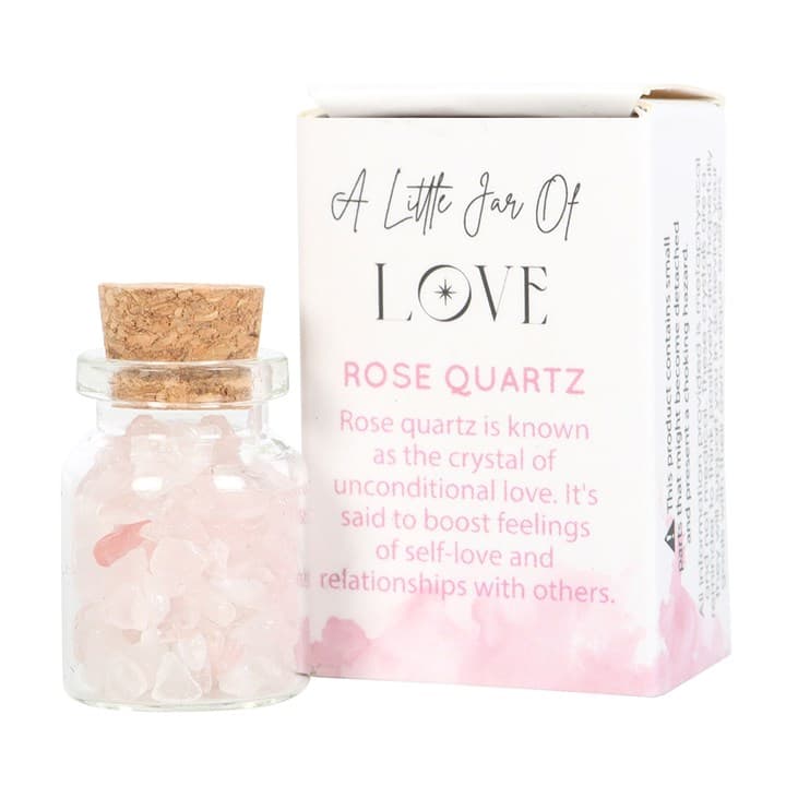 Image of Jar of Love Rose Quartz Crystal in a Matchbox