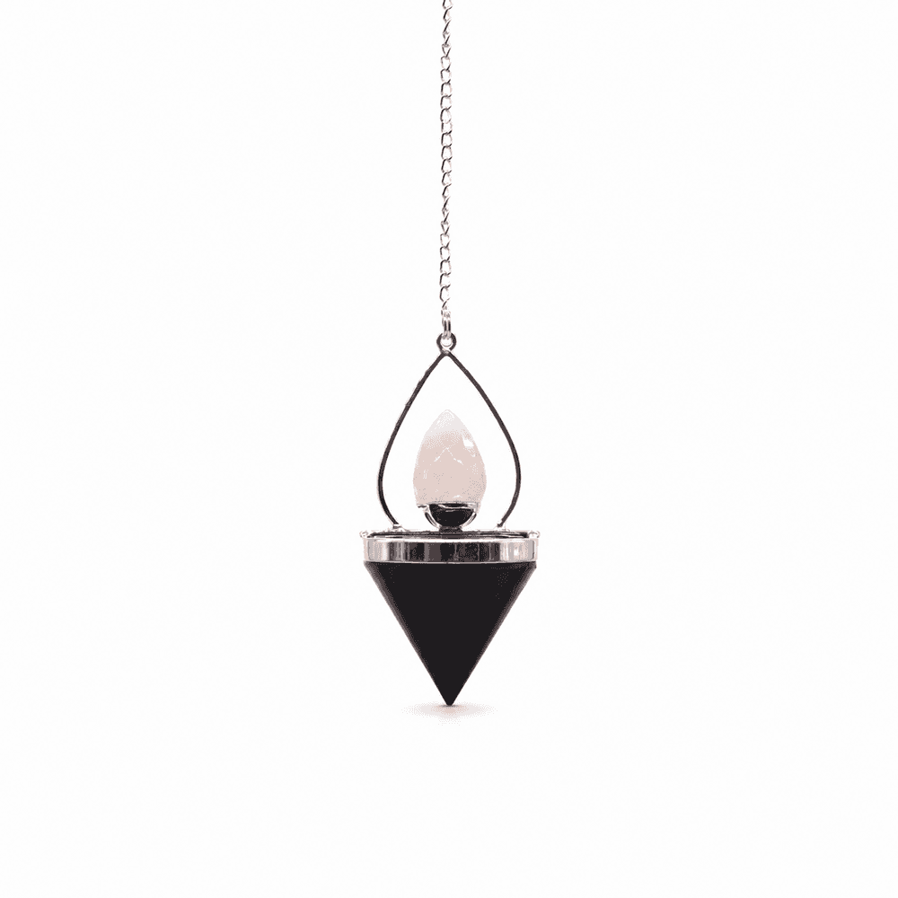 Lantern of Life Pendulum - Black Agate & Rose Quartz Thumbnail