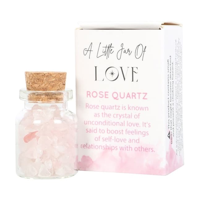 Image of Jar of Love Rose Quartz Crystal in a Matchbox