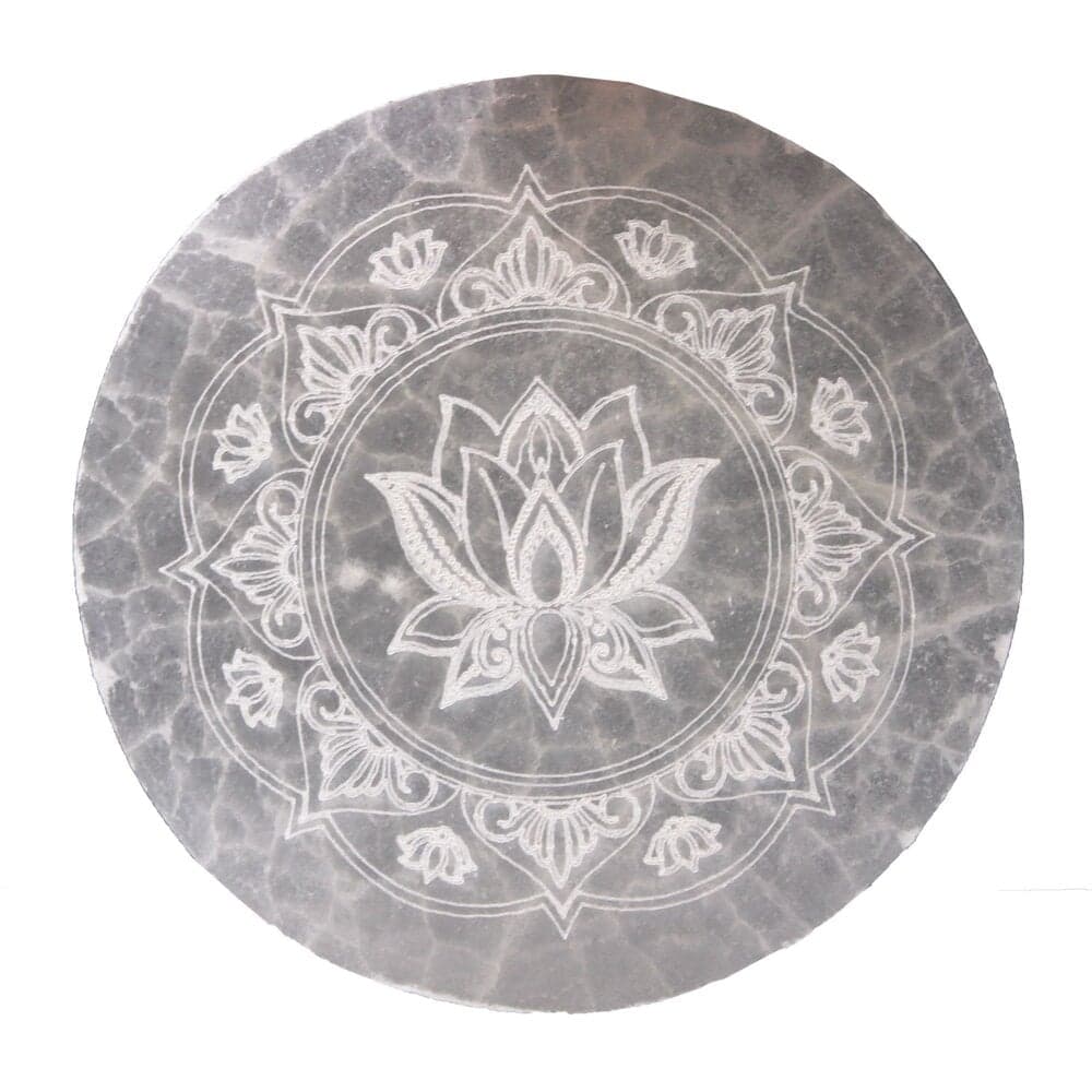 Selenite Charging Plate, 10cm - Lotus Mandala Thumbnail