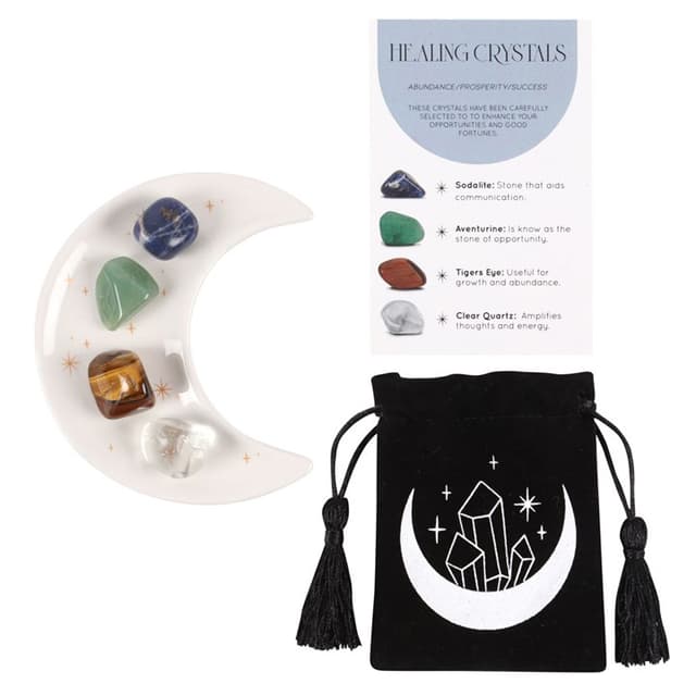 Image of Success Healing Crystal Set with Moon Trinket Dish