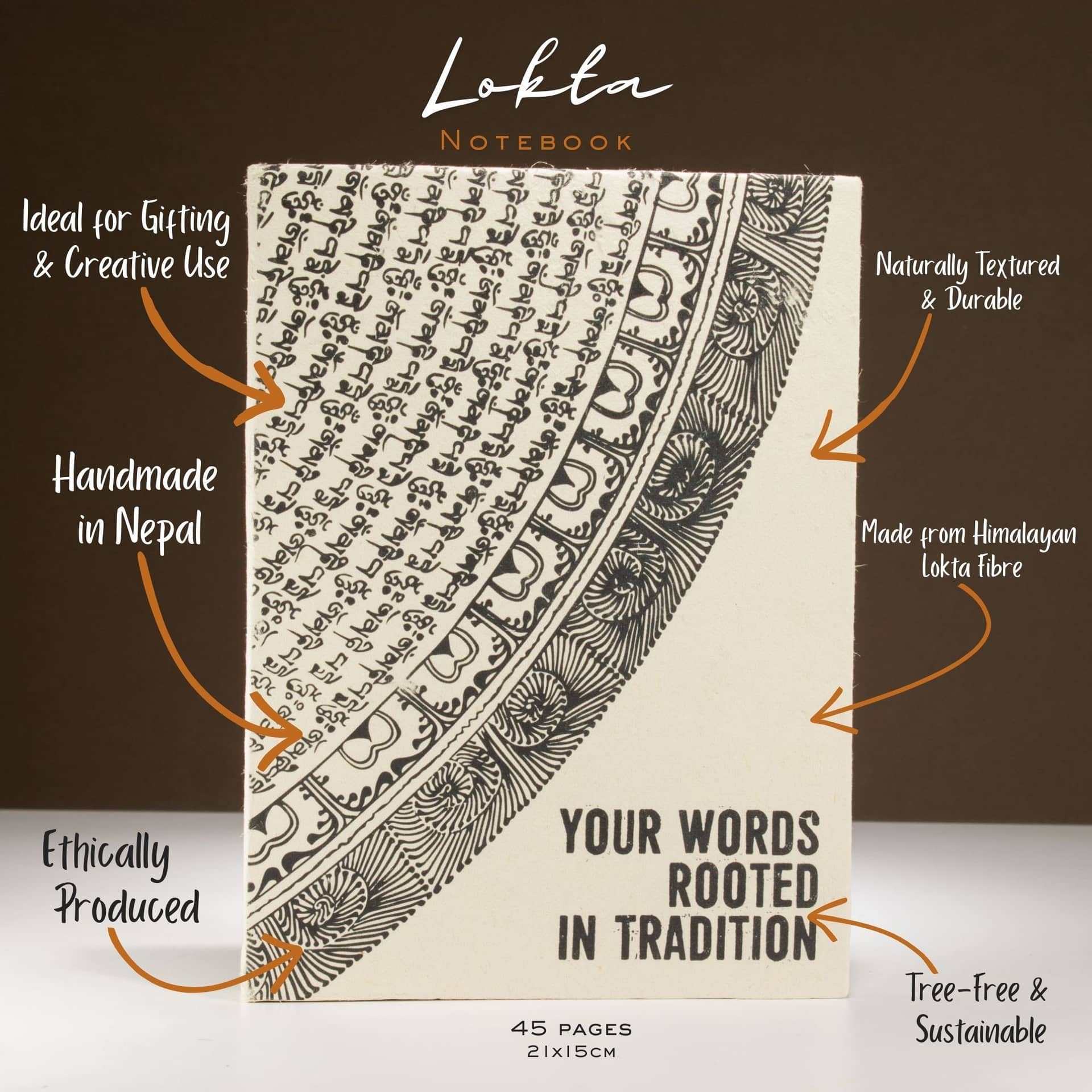 Close-up of the handmade Lokta paper texture