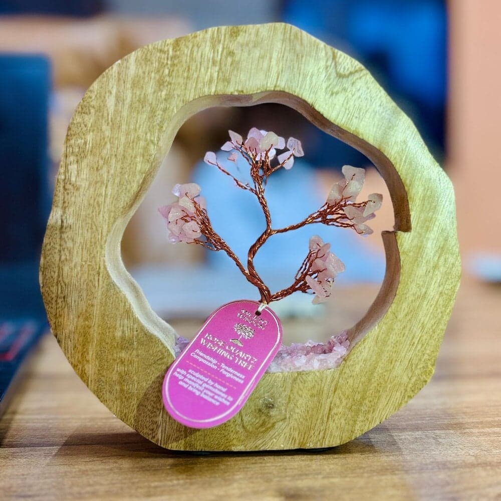 Gemstone Tree Garden, Wood Ring - Rose Quartz Thumbnail