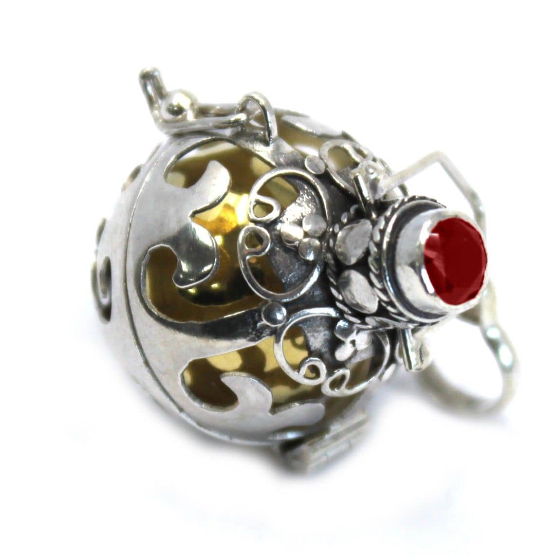 Close-up of the handmade silver angel bell