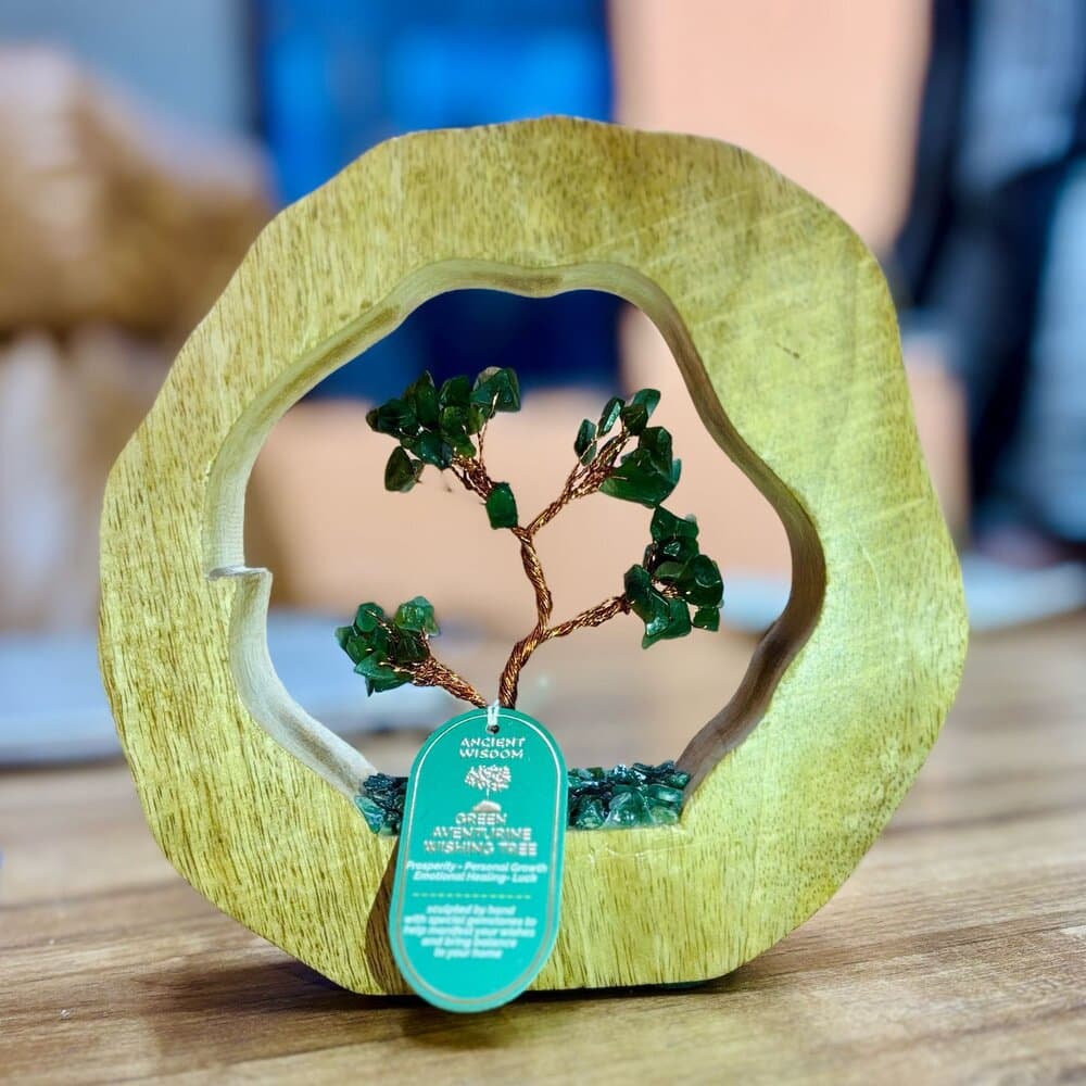 Gemstone Tree Garden, Wood Ring - Green Aventurine Thumbnail