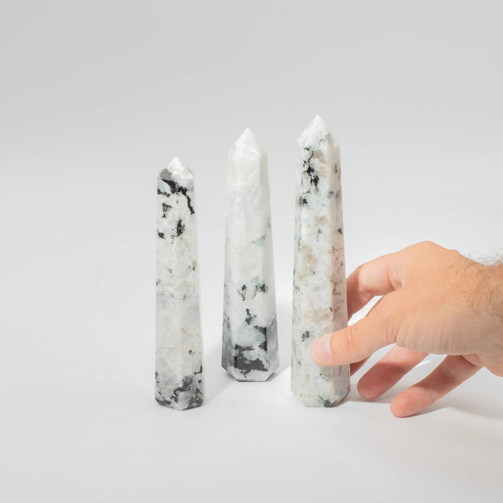 Rainbow Moonstone Six-Face Obelisk, 17cm