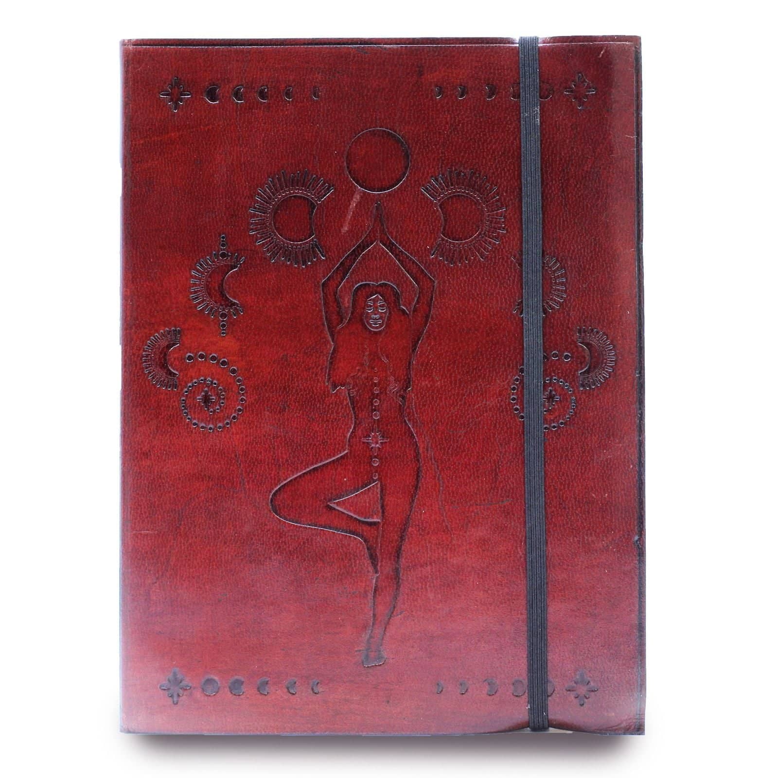 Cosmic Goddess leather notebook with strap closure