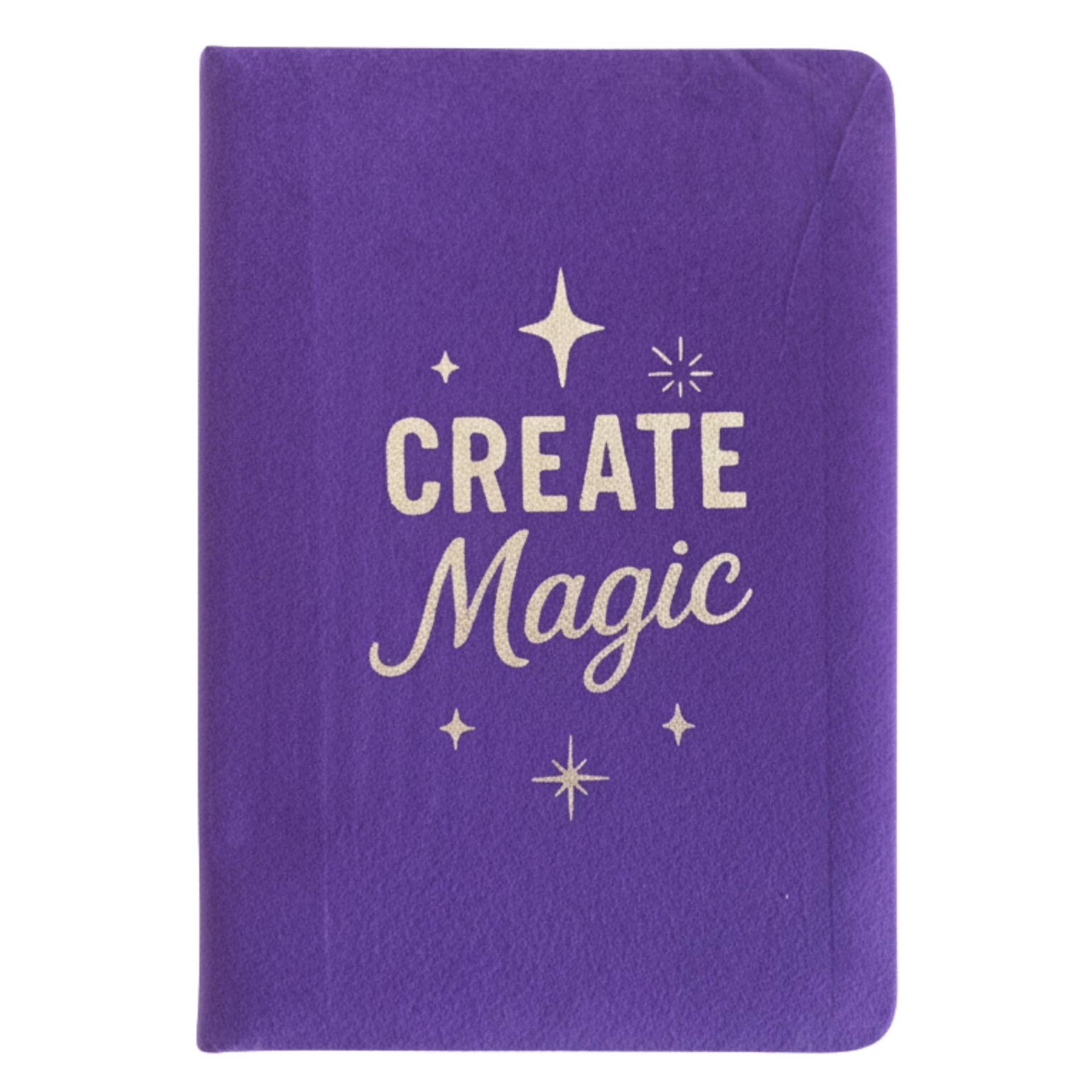 Purple velvet notebook with Create Magic design