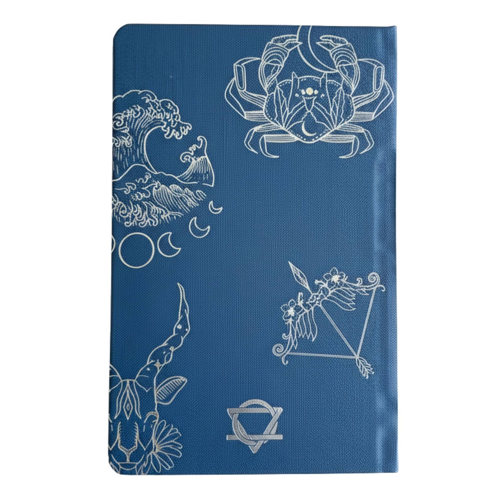Close-up of the silver zodiac artwork
