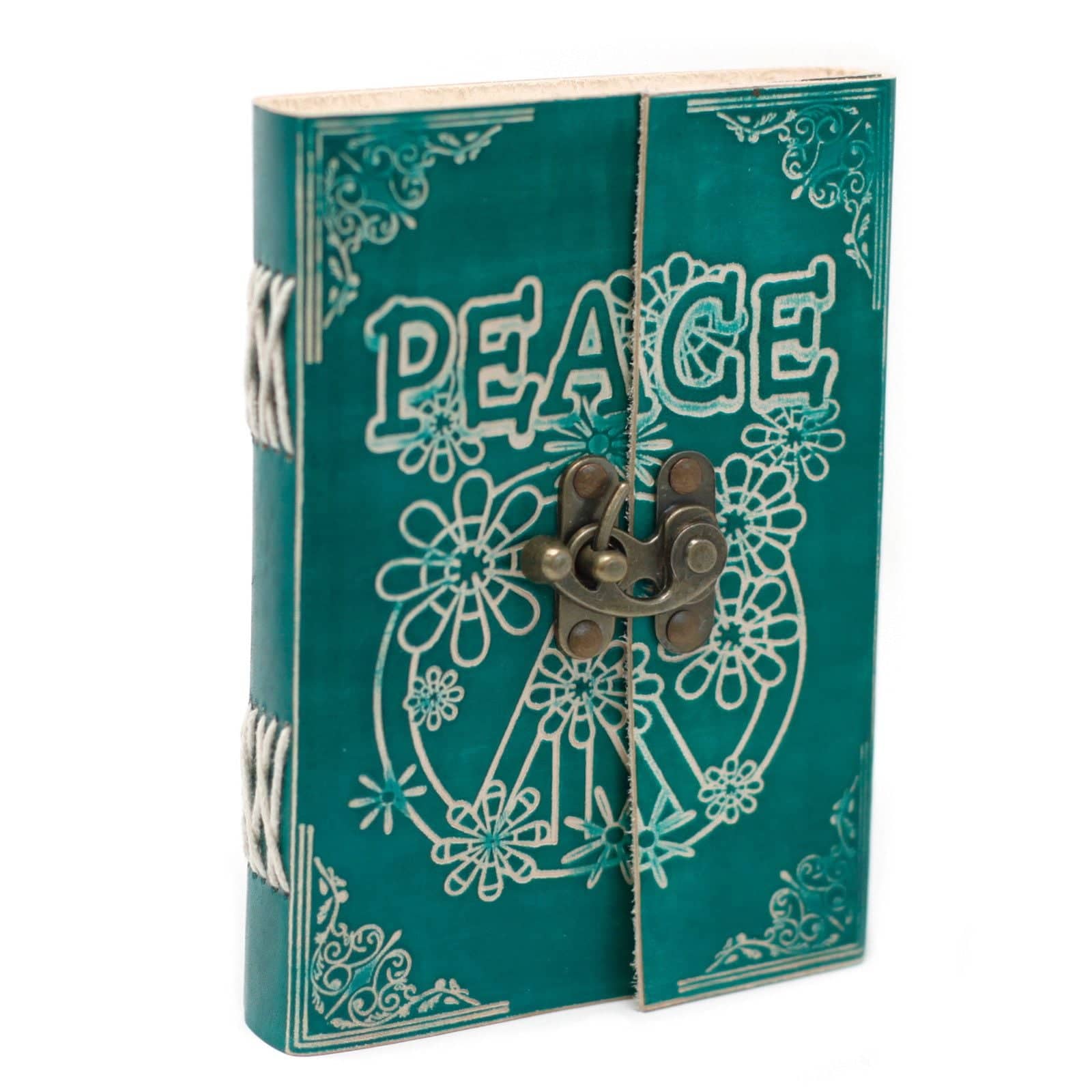 Green Peace leather notebook with lock