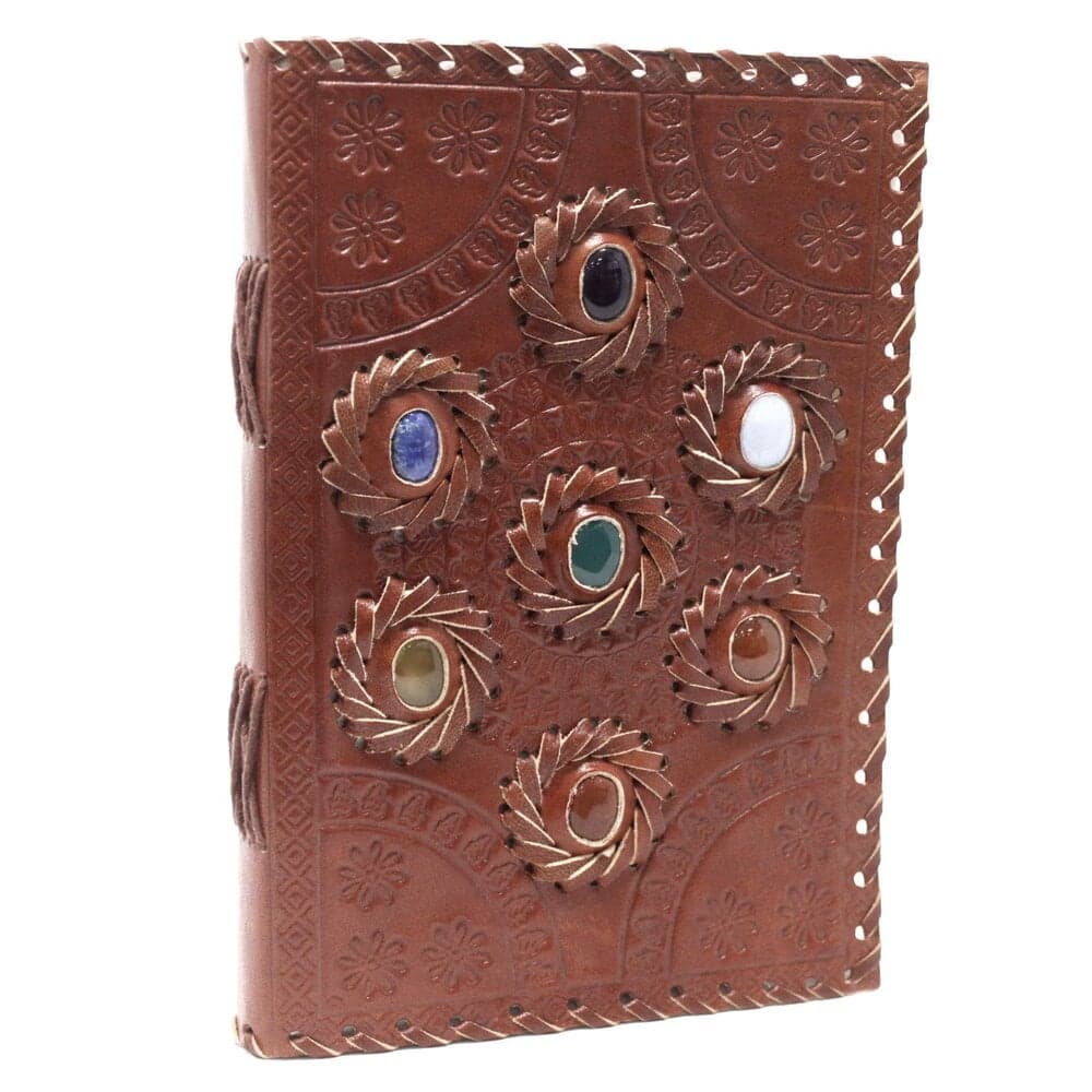 Leather Chakra Stone Notebook, 6x9in Thumbnail