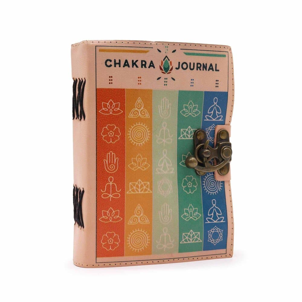 Leather Deckle-edge Notebook - Seven Chakra Colours Thumbnail