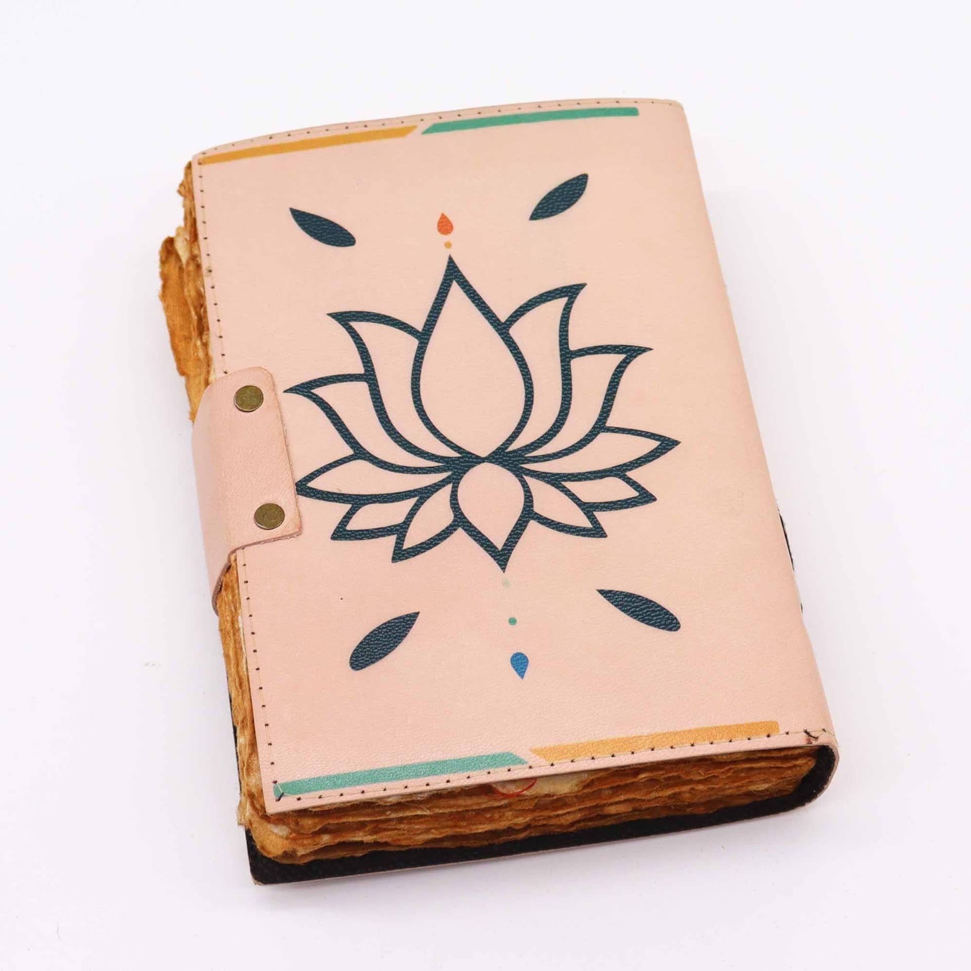 Close-up of the clasp and chakra symbols on the cover