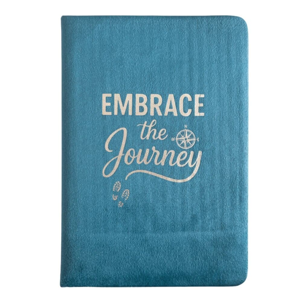 Velvet Notebook - Light Blue, Embrace The Journey Thumbnail