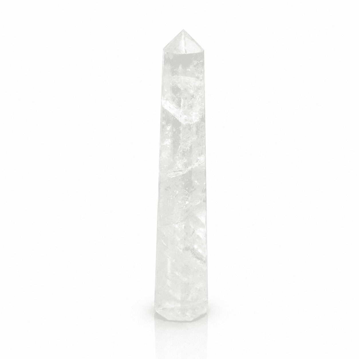 Rock crystal six-face obelisk standing upright, 17cm