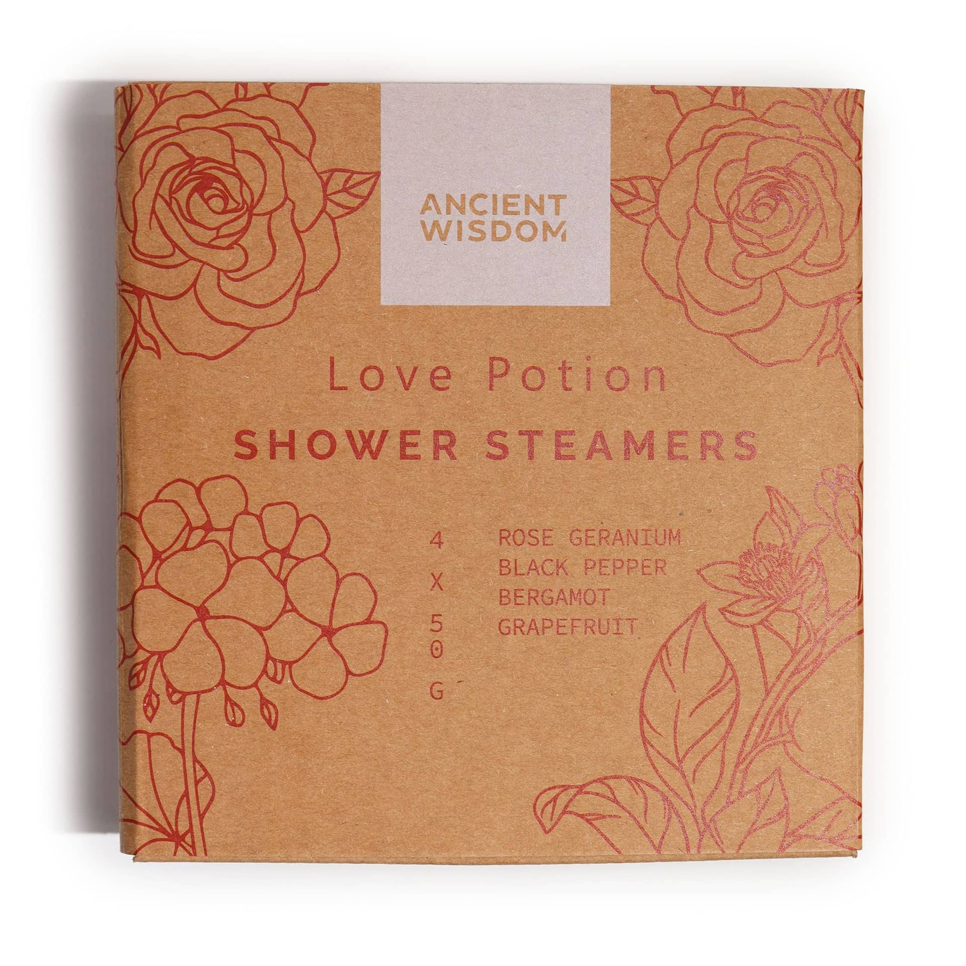 Close-up of a shower steamer with rose petals