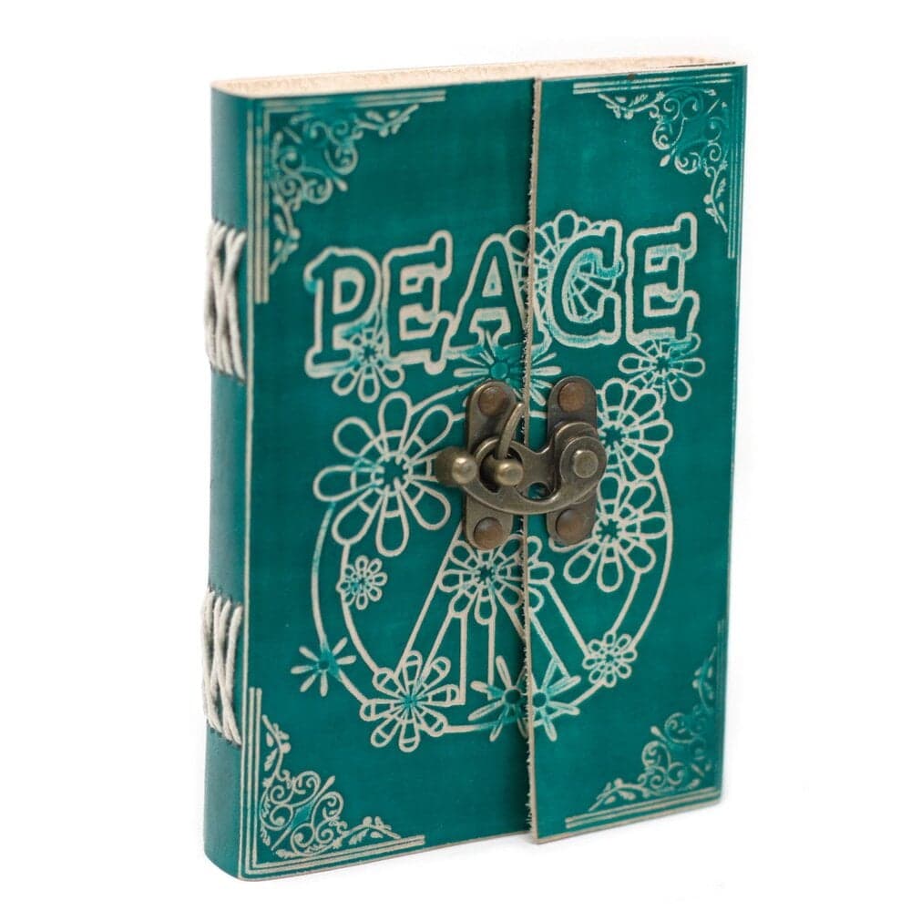 Leather Notebook with Lock - Green Peace Thumbnail