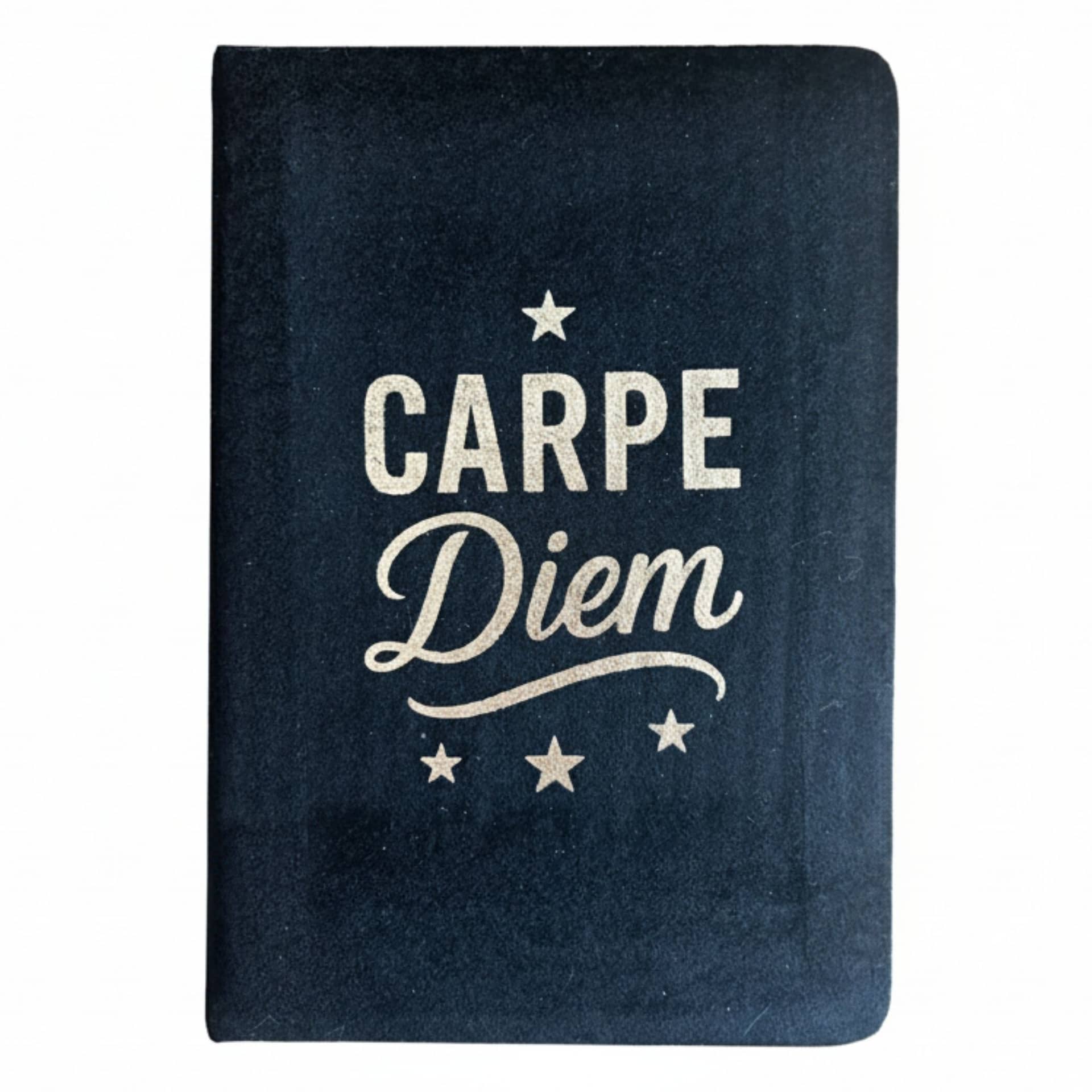 Black velvet notebook with Carpe Diem design