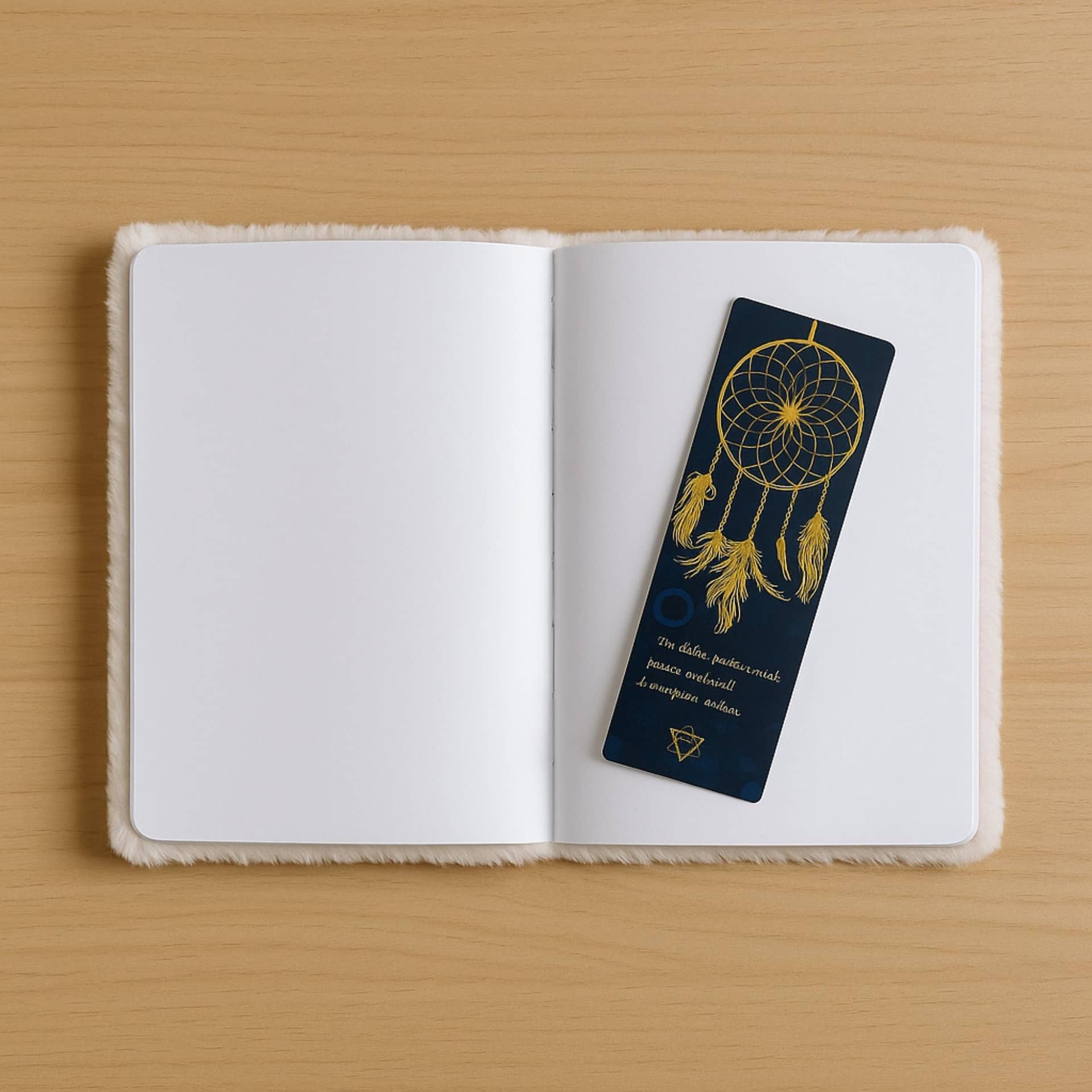 Dream journal on a bedside table with a pen