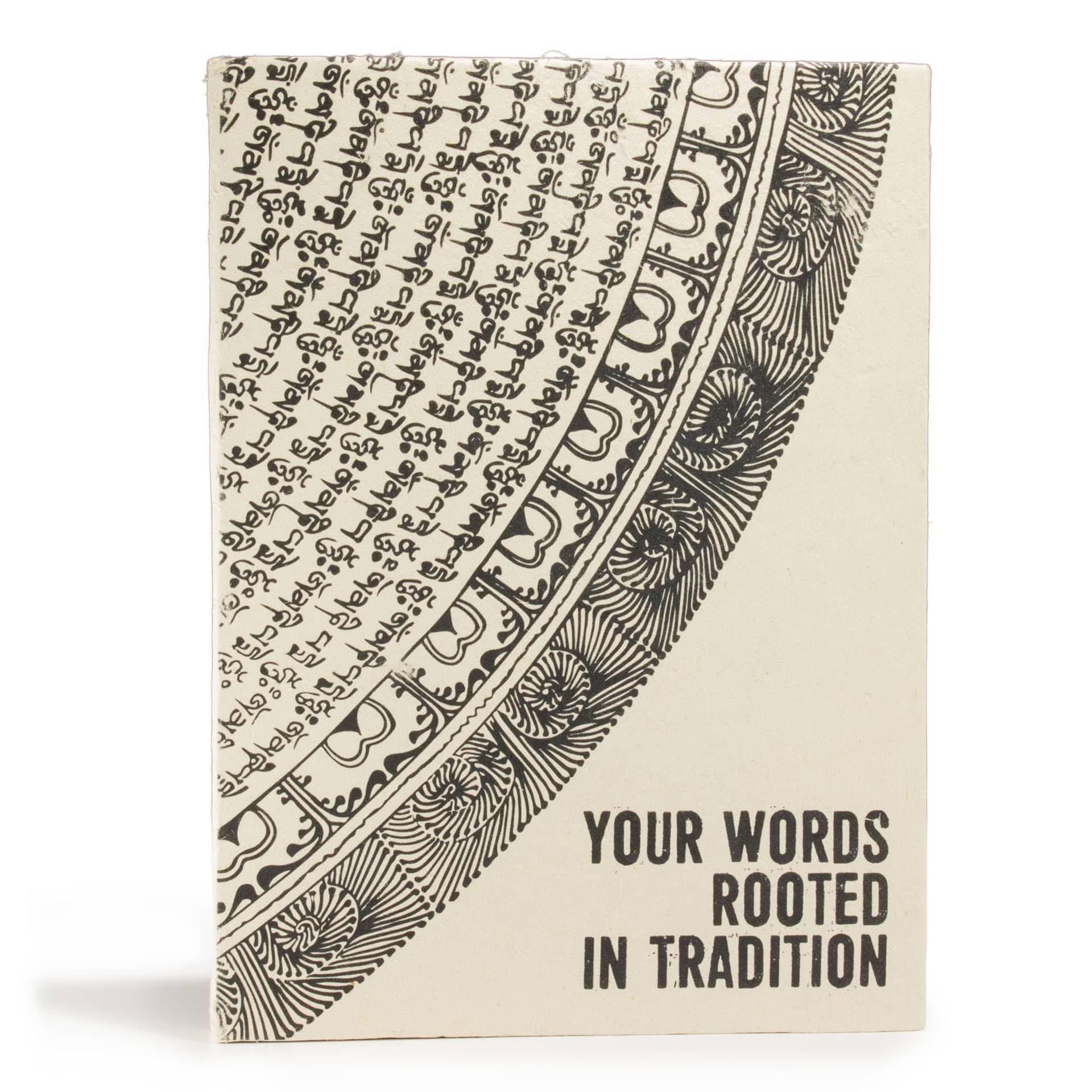 Lokta paper notebook with Your Words Rooted in Tradition cover