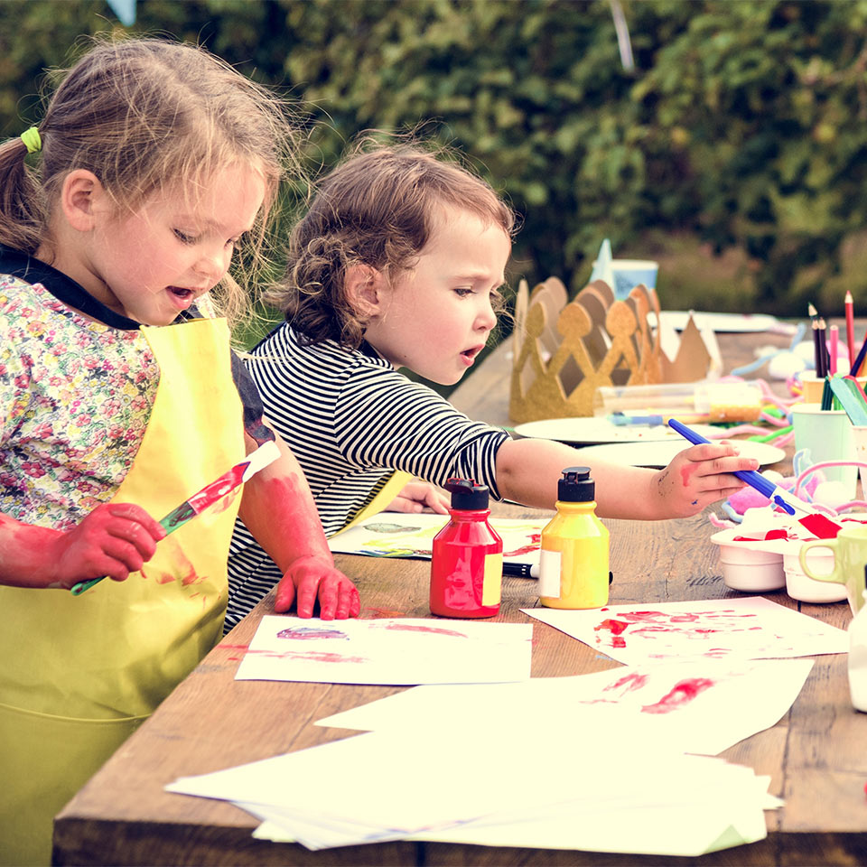 Children Learning to Paint