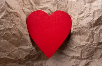 red heart brown background