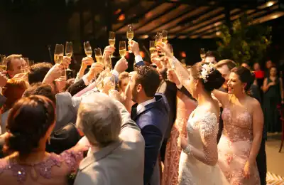 Image of a wedding toast.
