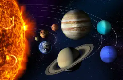 Image of the different planets and the Sun.