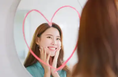 An image of someone looking at themself in the mirror.