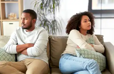 unhappy couple turned away from each other