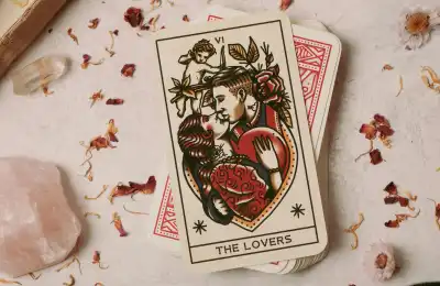 Image of the lovers tarot card.