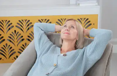woman relaxing in home on chair