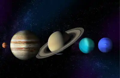 Image of different planets in space
