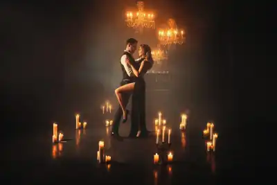 A couple surrounded by candles