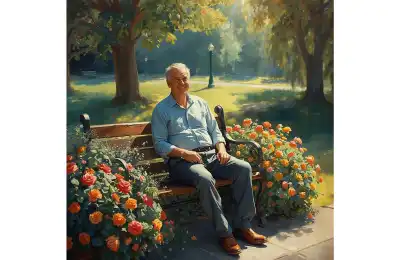 artwork of an elderly man in a park