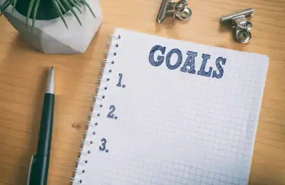 Image of a notebook saying 'goals' on it.