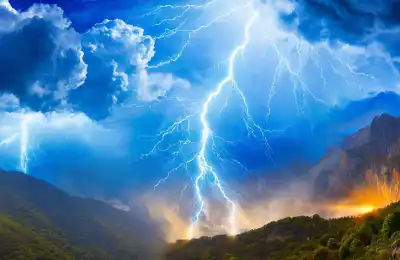 Thunder and lightning in the sky