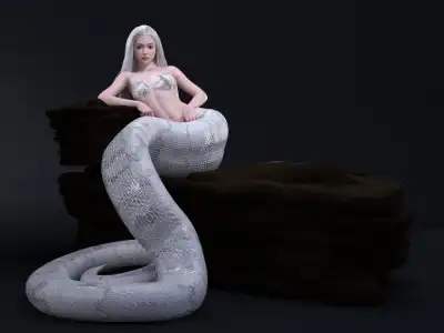 The top half of a woman with a snake tail