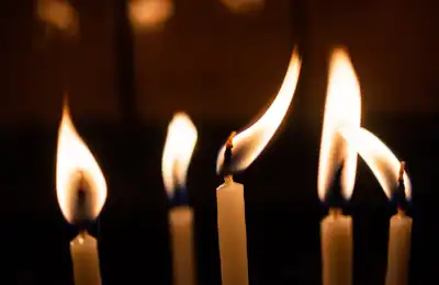 Candle flames close up