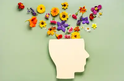 artwork with flowers coming out of the mind