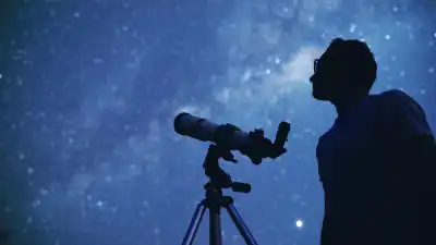 Silhouette of someone stargazing
