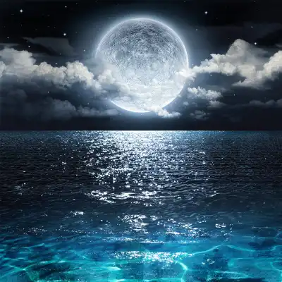 Full moon reflected on the ocean.