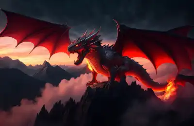 Image of a fire-breathing dragon.