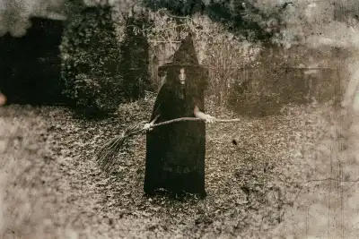 Historical picture of a witch black and white
