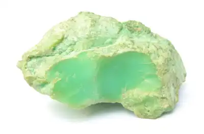 A piece of Chrysoprase on a white background