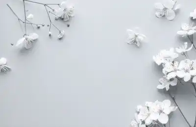 Hawthorn flowers flatlay