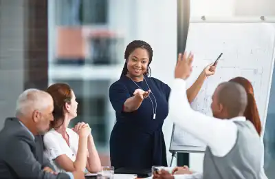 Someone giving a presentation to a group of people.
