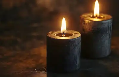 lit black candles